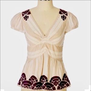 Anthropologie Lithe midnight sun embroidered top